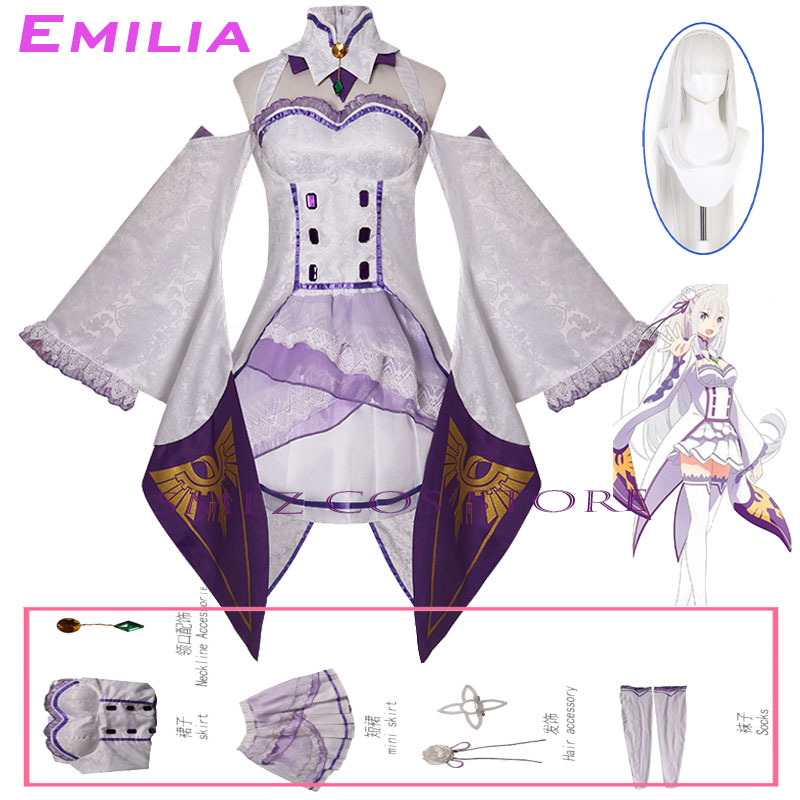 Emilia Cosplay Anime Re Zero K - Anime Cosplay Ladies recension och pris